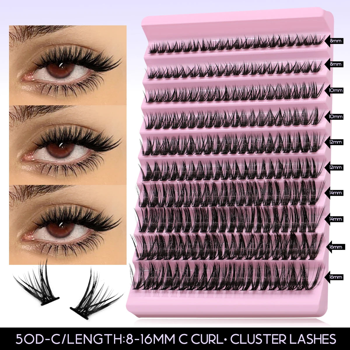 GROINNEYA DIY Lash Extension Kit – Individual Cluster Lashes with Glue & Remover (Natural Look)
