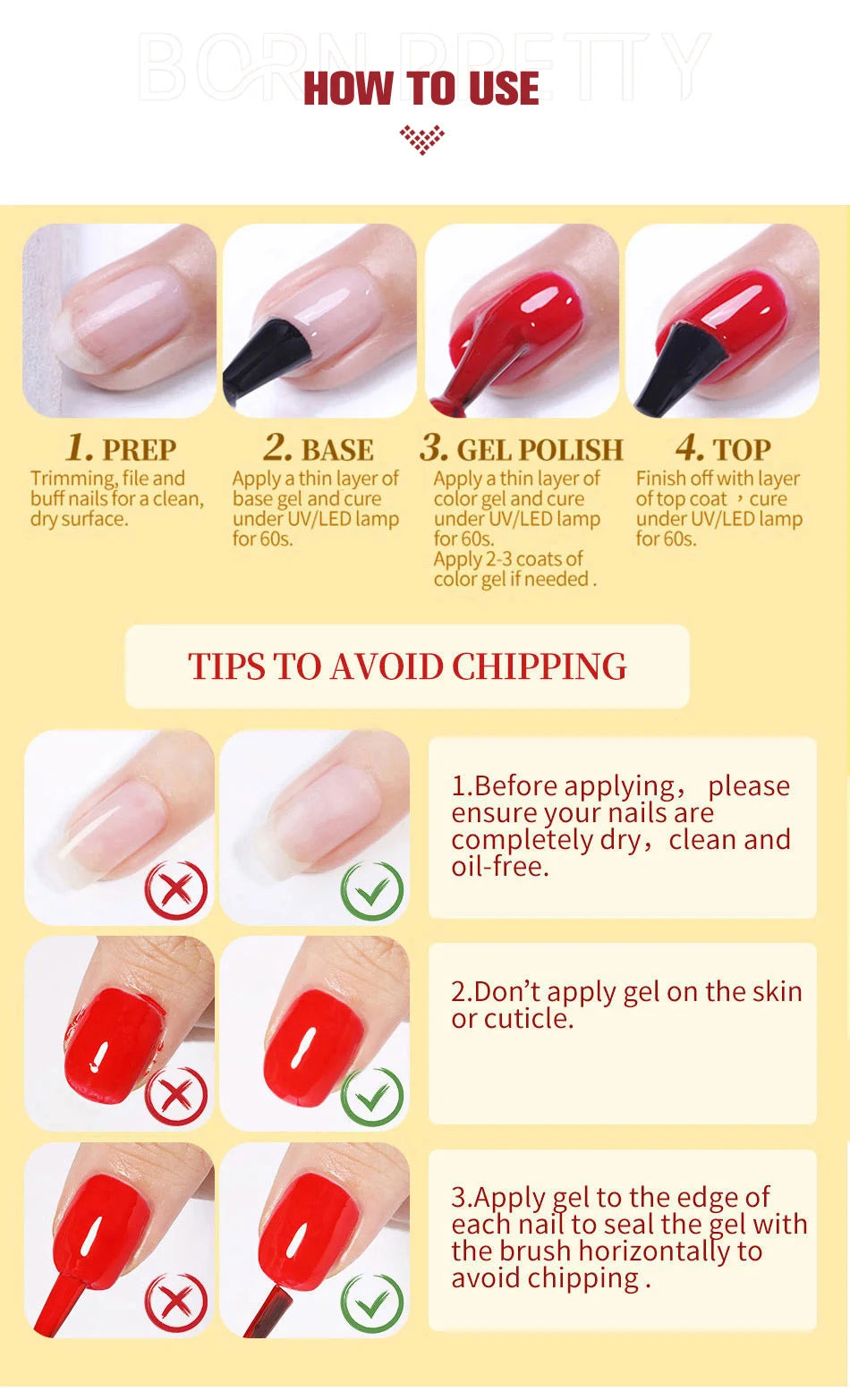 BORN PRETTY 10ml Nail Gel – Base, Top & Rubber Reinforcement Gel for UV/LED