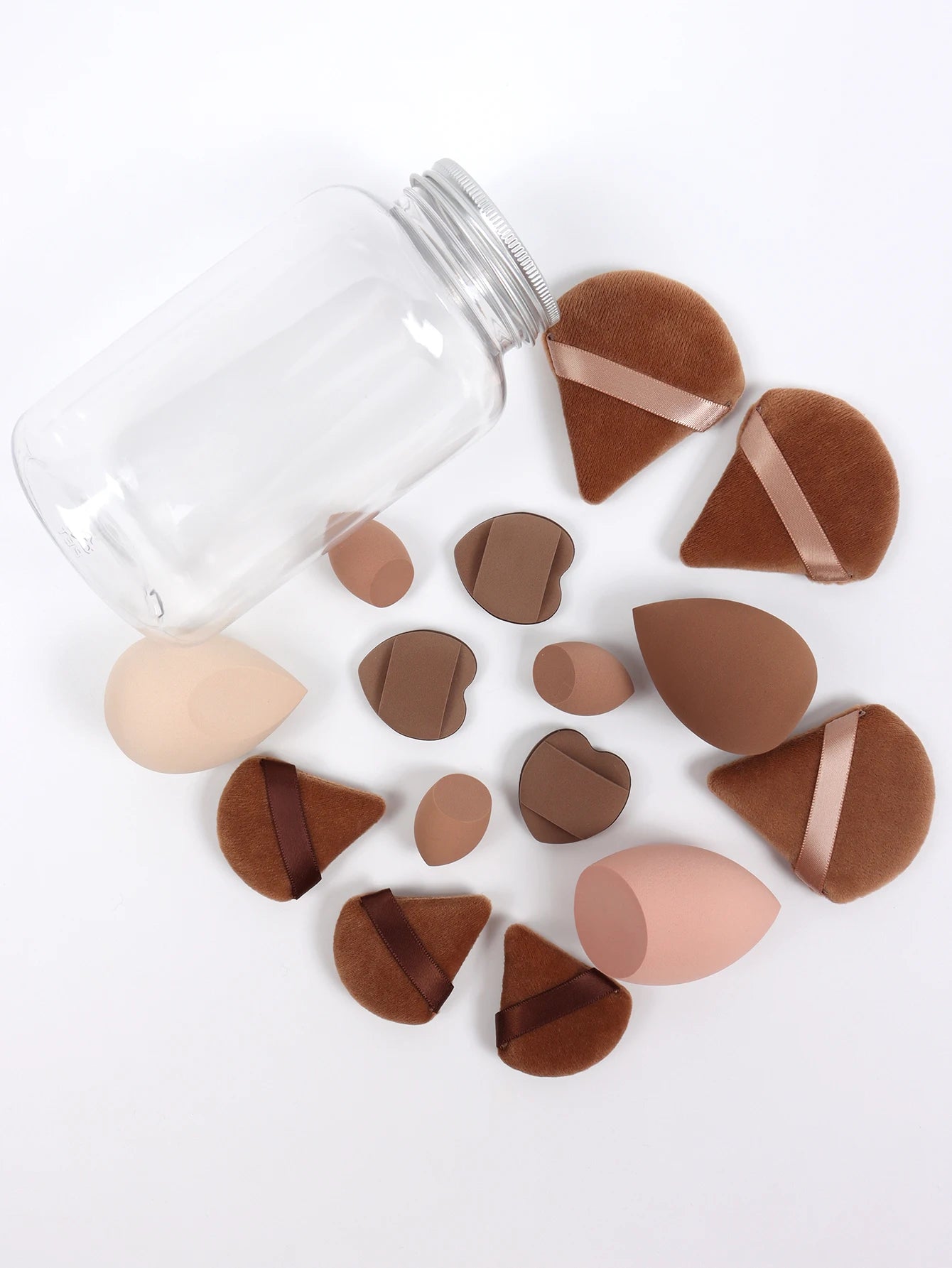 LuxuryGlow All-in-One Makeup Puff Set – 15 Pcs Assorted Beauty Blenders & Powder Puffs
