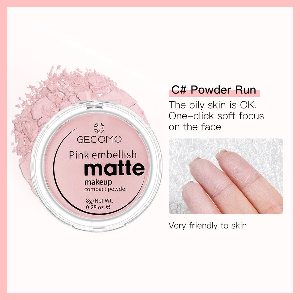GECOMO 12H Matte Compact Powder – Oil Control & Shine-Free Finish
