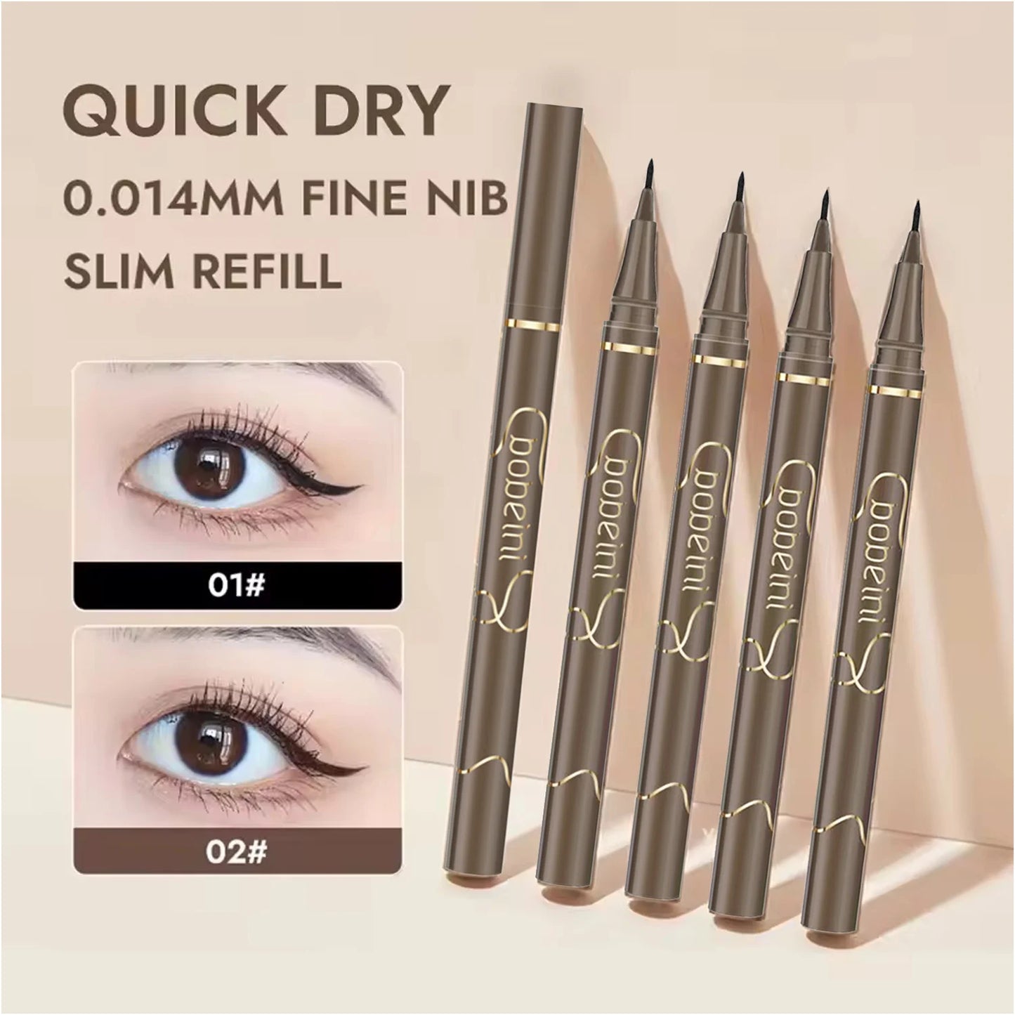 LuxuryGlow Waterproof Slim Brown Eyeliner Pen – Smudge-Proof, Sweat-Resistant, Easy for Beginners