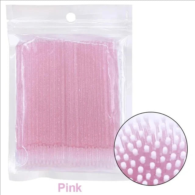 JPNPL MJ 100PCS Microcepillos para Pestañas – Hisopos de Algodón para Limpiar Extensiones de Pestañas