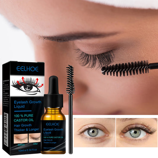 EELHOE Natural Eyebrow & Eyelash Growth Serum with Castor Oil – Thick, Curl & Moisturizing Formula (10ml)
