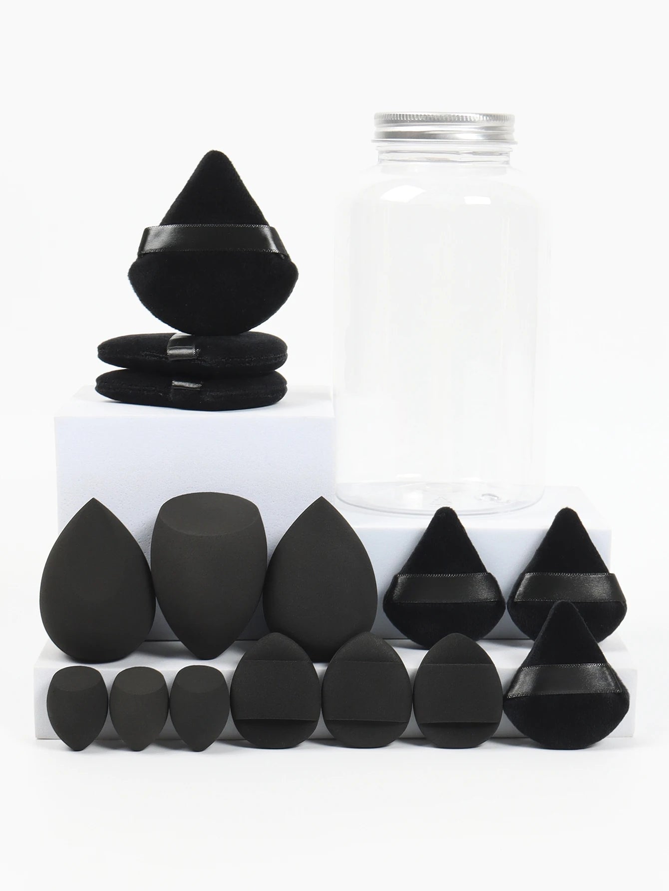 LuxuryGlow All-in-One Makeup Puff Set – 15 Pcs Assorted Beauty Blenders & Powder Puffs
