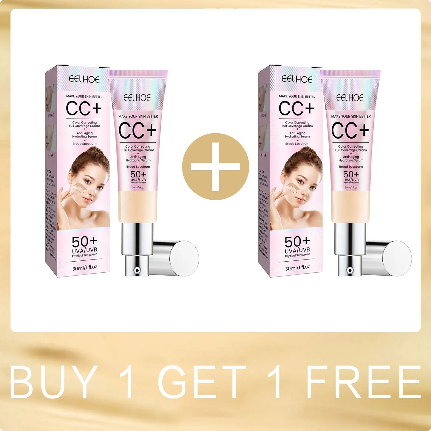 Base de maquillaje CC Cream EELHOE – FPS 50, cobertura total y control de grasa