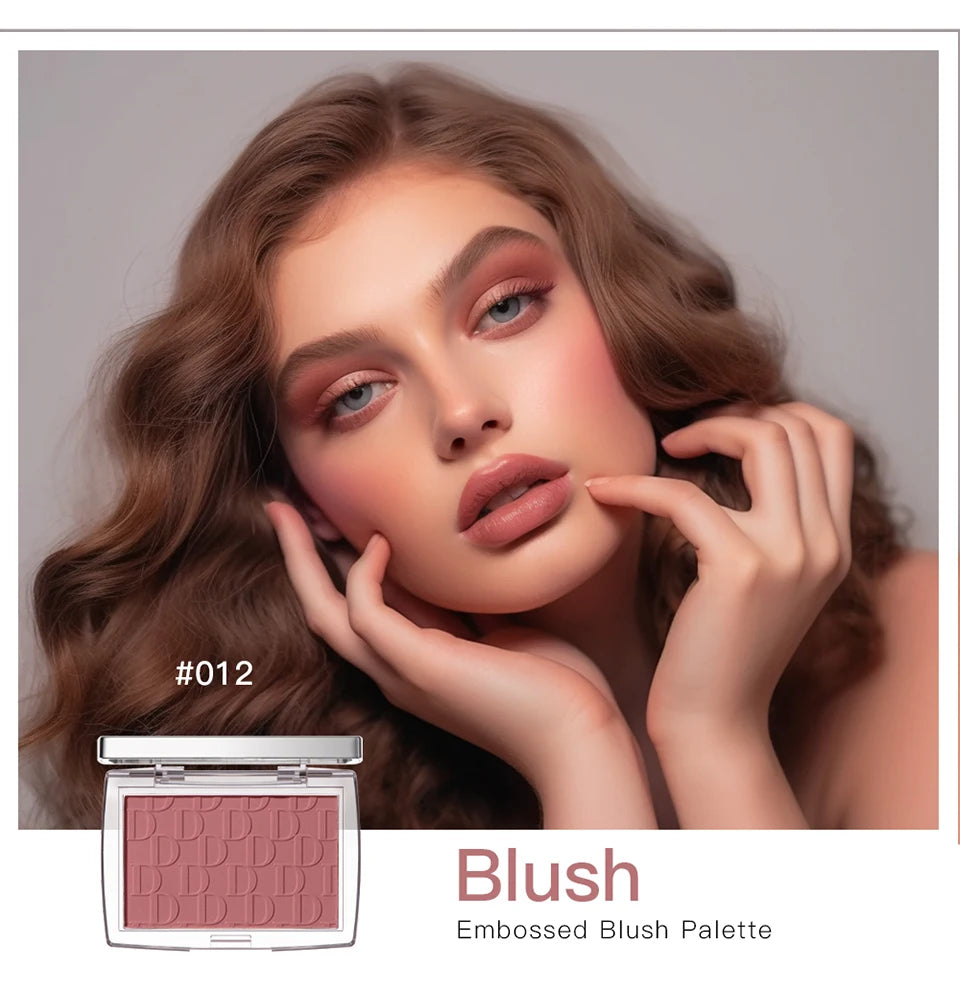 Paleta de rubor mate en relieve LuxuryGlow de 6 colores: alta pigmentación, brillo rosado natural