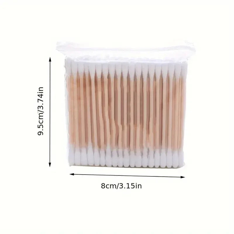 LuxuryGlow 2000PCS Double-Headed Wooden Cotton Swabs | Unscented & Multi-Purpose