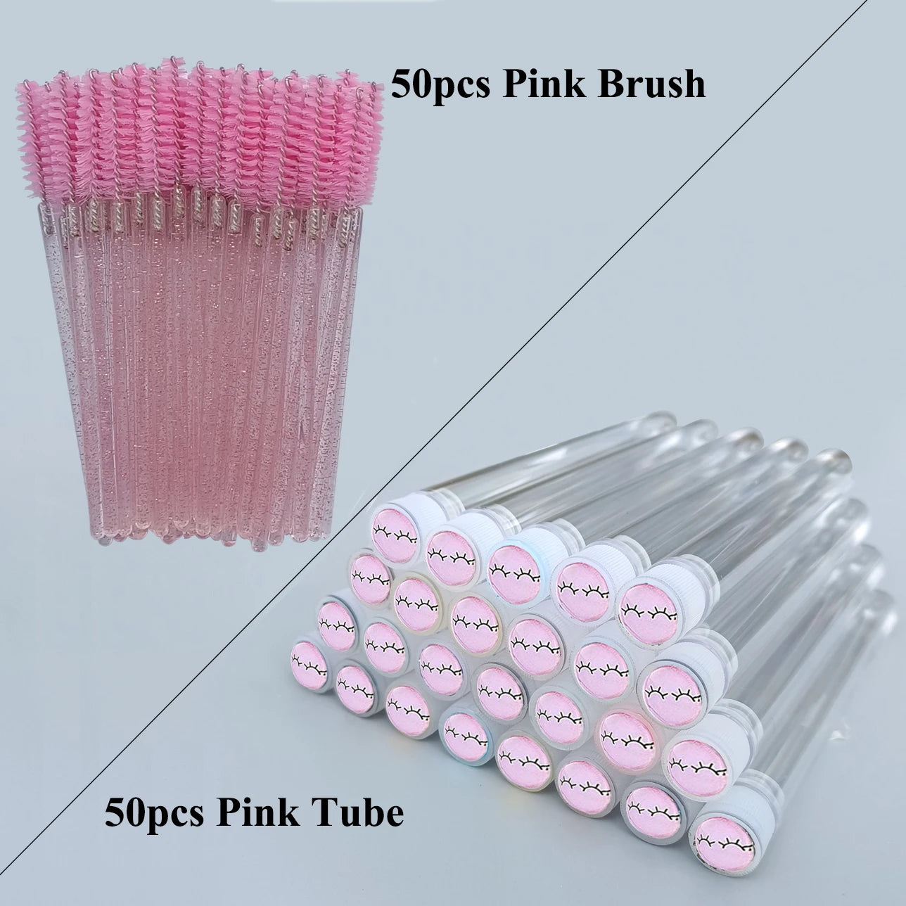 LuxuryGlow 50Pcs Reusable Eyebrow & Eyelash Brush Tubes – Dustproof Sparkling Makeup Brush Holders