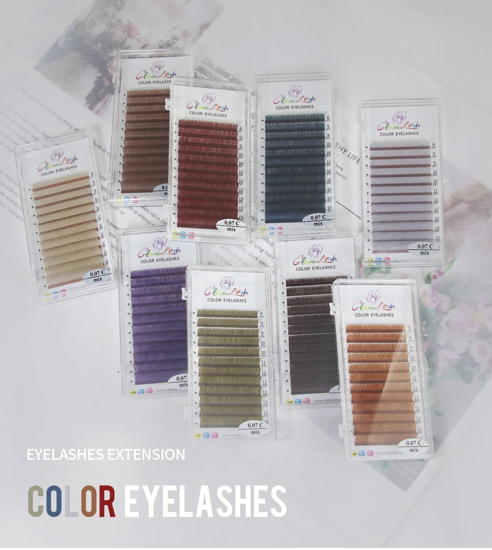 GLAMLASH Morandi Grey Colored Lash Extensions – Natural Individual Eyelashes