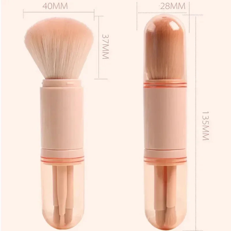 RUZOFO 4PCS 4-in-1 Telescopic Travel Makeup Brush Set – Compact & Portable