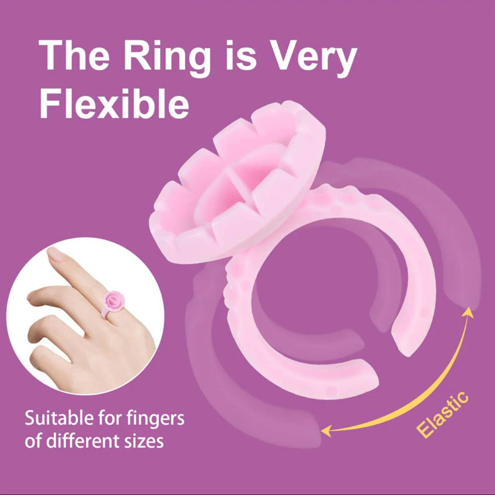 FOEONCO 100PCS Disposable Eyelash Glue Rings for Lash Extension & Tattoo Ink