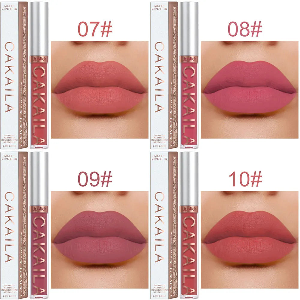 CAKAILA Waterproof Lipstick — Nude, Brown & Matte Red | 24-Hour Long-Lasting
