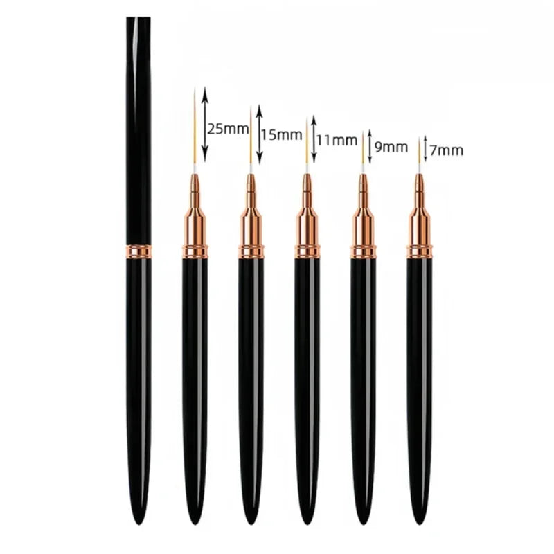Juego de 5 pinceles delineadores para uñas LuxuryGlow YIKOOLIN: pinceles de gel UV para uñas francesas y diseño de uñas artísticas.