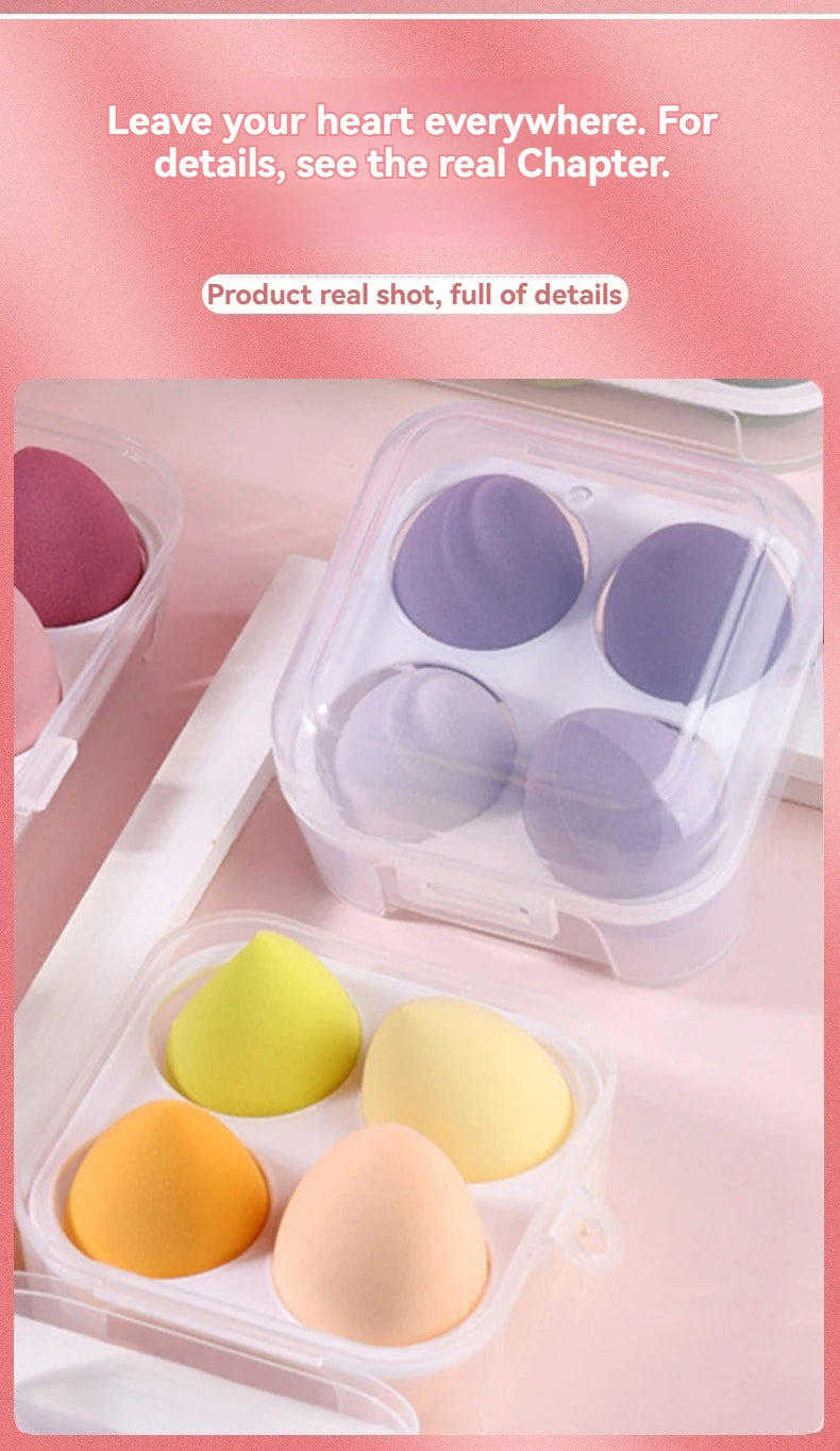 LuxuryGlow 4pcs Color Blend Beauty Sponges – Soft Latex-Free Makeup Applicator Set