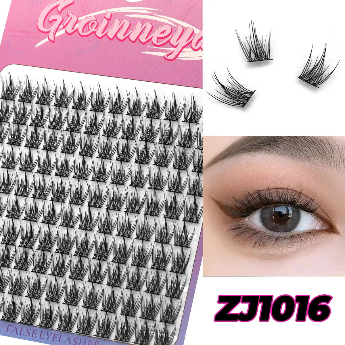 GROINNEYA Cluster Lashes – Natural Volume DIY Eyelash Extensions Mixed Tray