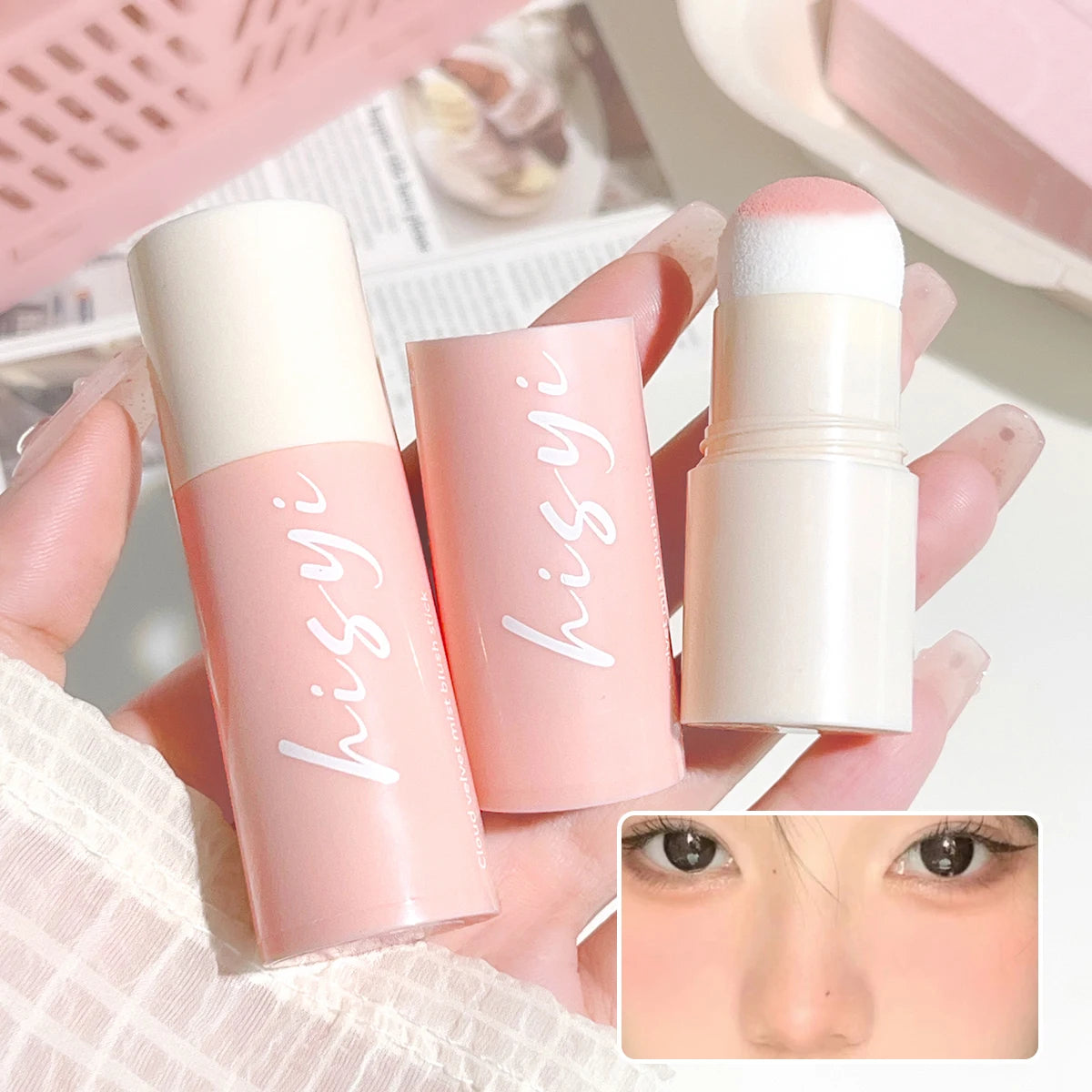 HISYI Soft Fog Blush Stick – Long-Lasting, Dual-Use Cheek & Lip Tint