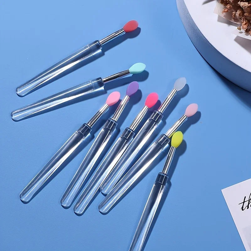 LuxuryGlow 8PCS Silicone Lip Brush Set with Lid – Precise Lip Gloss & Cream Applicator