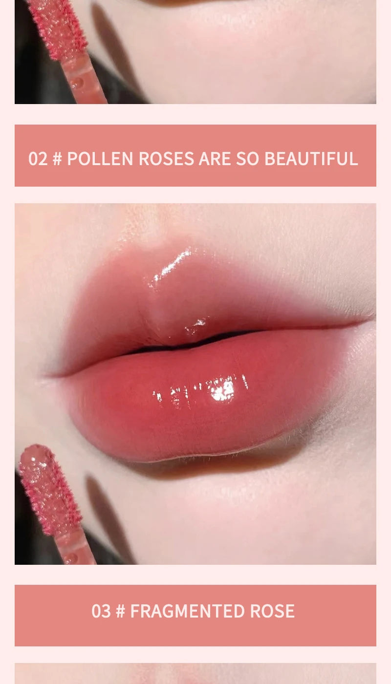 Laca de labios Crystal Gloss de HERORANGE: brillo cristalino, duradero y no pegajoso.