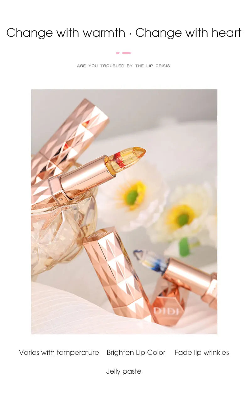 Lápiz labial en gel LuxuryGlow que cambia de color: duradero, hidratante y sensible a la temperatura.