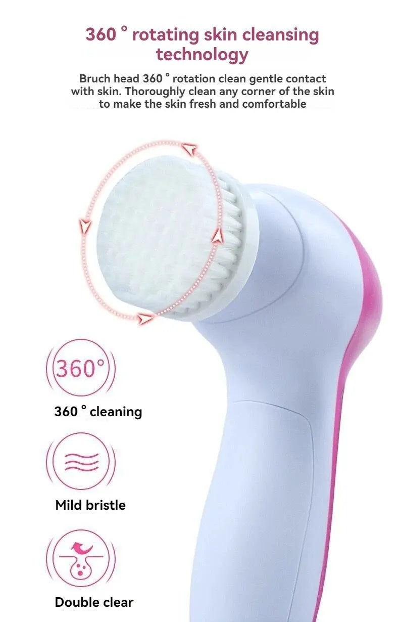Cepillo de limpieza facial y masajeador de belleza LuxuryGlow 5 en 1: limpieza profunda y cuidado suave de la piel