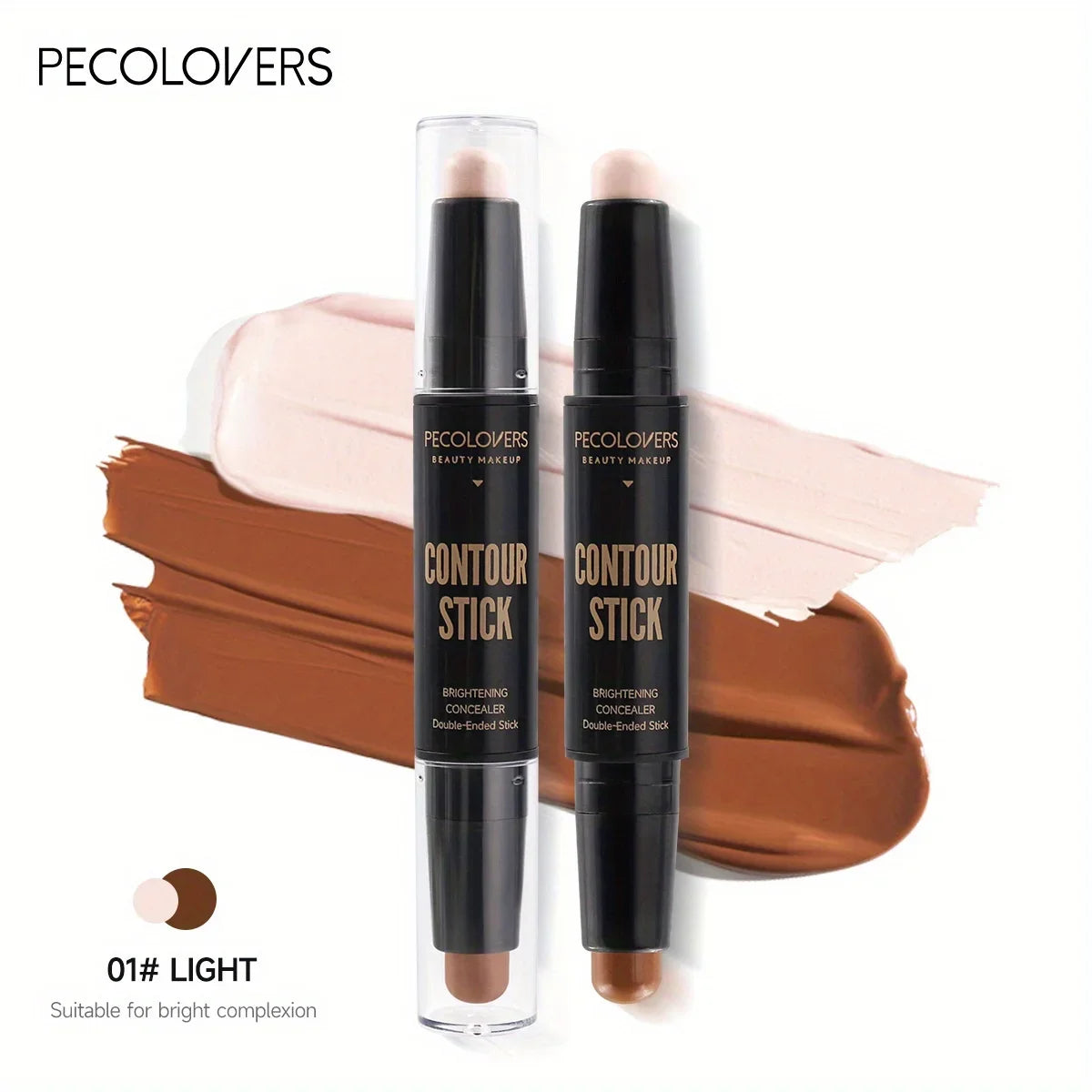 Lápiz iluminador y contorneador LuxuryGlow de doble cabezal: lápiz de maquillaje en crema resistente al agua