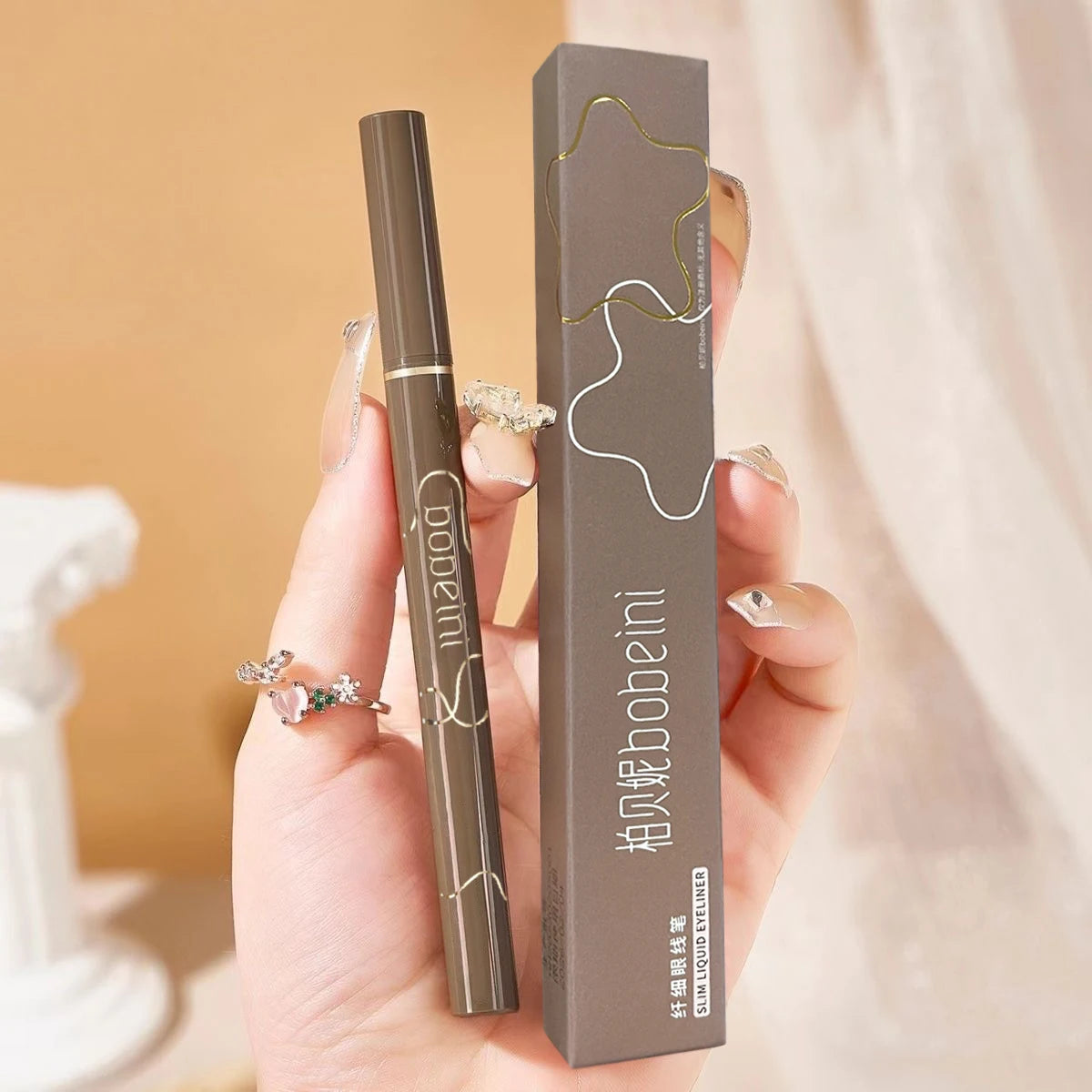 LuxuryGlow Waterproof Slim Brown Eyeliner Pen – Smudge-Proof, Sweat-Resistant, Easy for Beginners