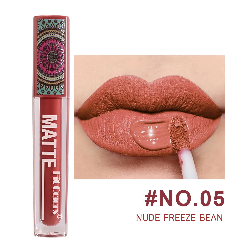 Fit Colors Matte Lip Gloss – Waterproof, Long-Lasting Velvet Lipstick