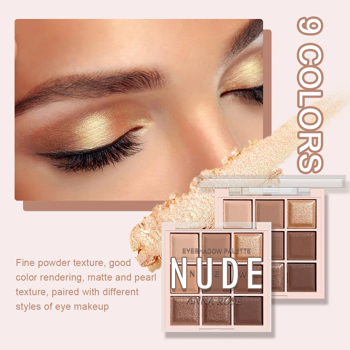 LuxuryGlow 9-Color Eyeshadow Palette – Matte, Shimmer & Glitter Milk Tea Shades | Waterproof, Long-Lasting Daily Makeup