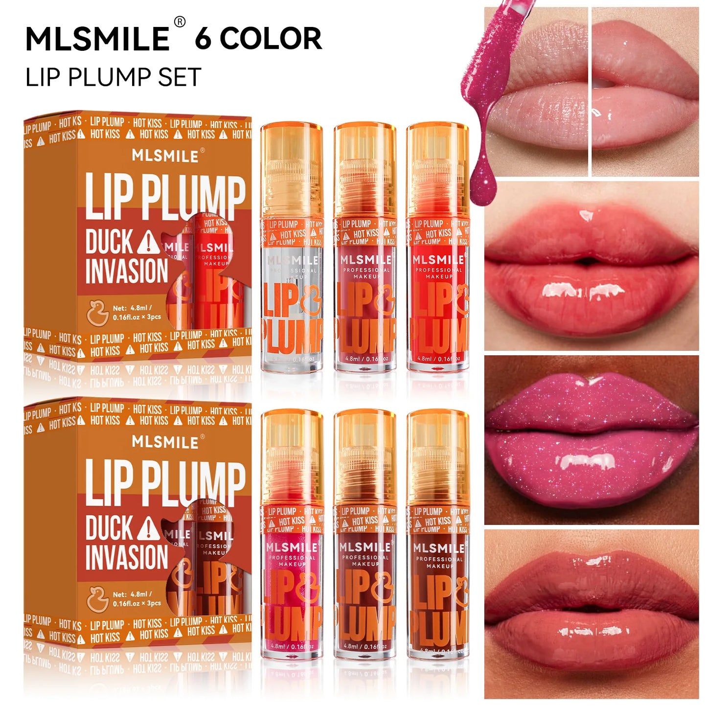 MLSMILE Set de 3 aceites labiales hidratantes con fragancia frutal: hidratantes y brillantes