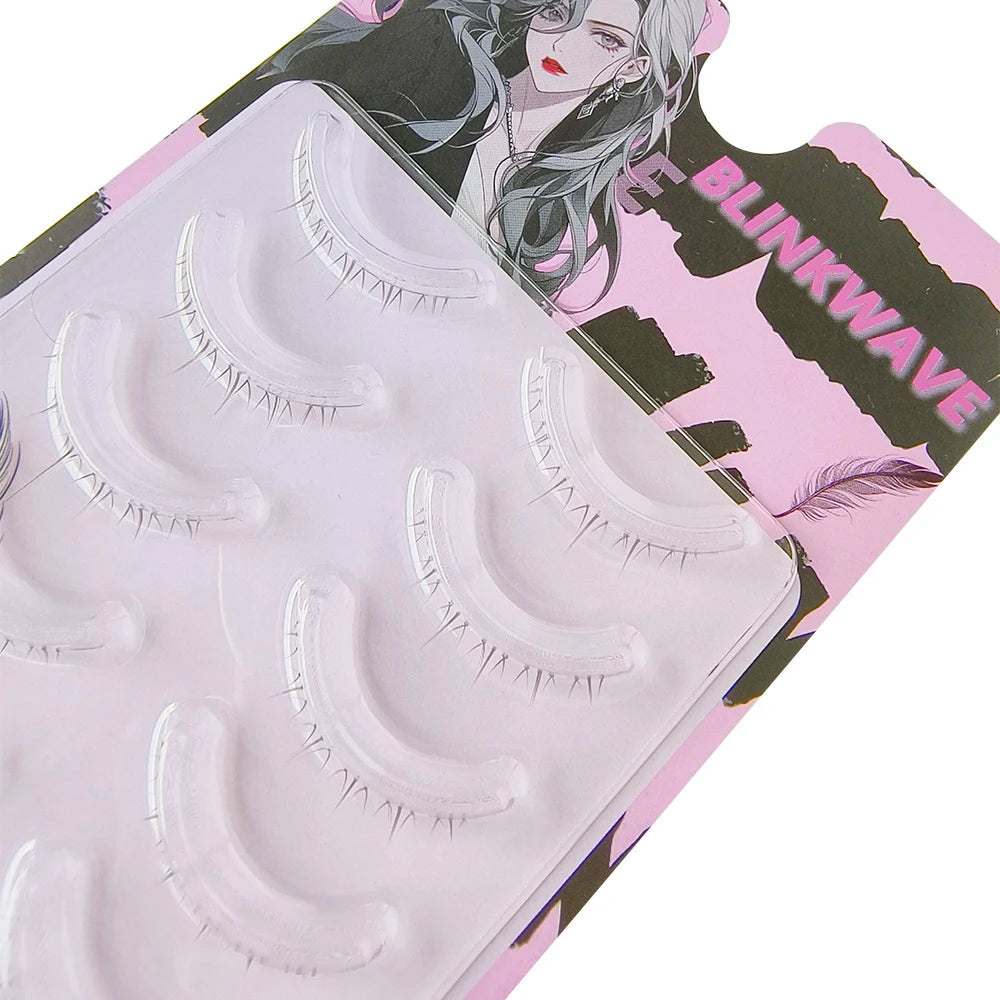 BLINKWAVE 5 Pairs Clear Band Lower False Eyelashes – Natural Manga Bottom Lashes