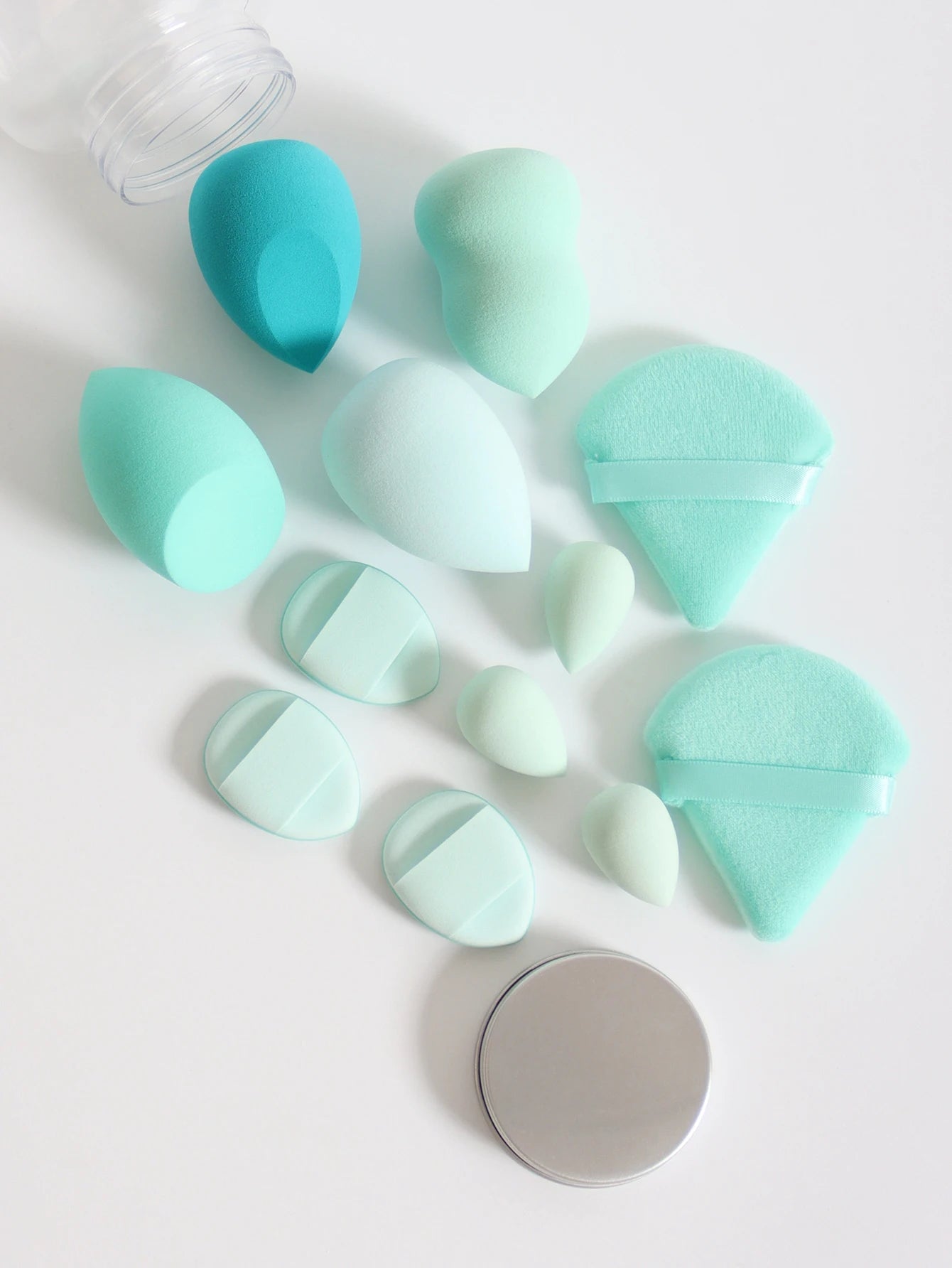 Esponjas de maquillaje de doble uso Luxury Glow, 12 unidades, con frasco de almacenamiento – Sin látex