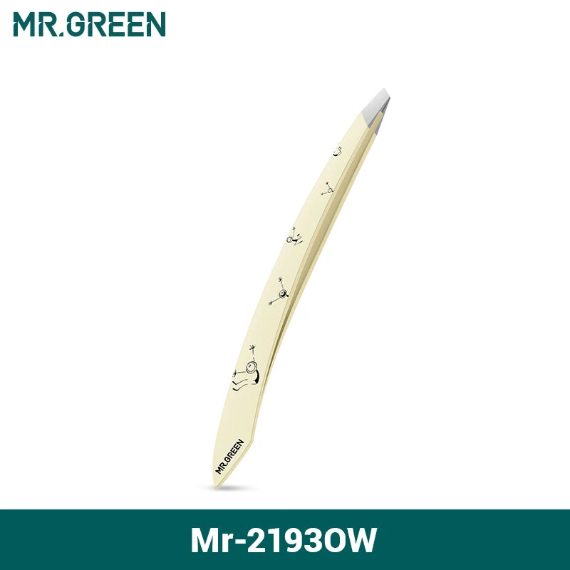 ملقط حواجب منحني من MR.GREEN - أداة إزالة شعر دقيقة من الفولاذ المقاوم للصدأ