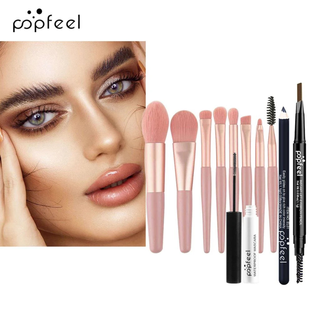 POPFEEL 40-Color Eye Makeup Set with Mascara, Eyeliner & Brushes