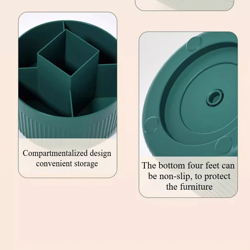 LuxuryGlow 360° Rotating Makeup Organizer Box — Desktop Cosmetic & Jewelry Holder