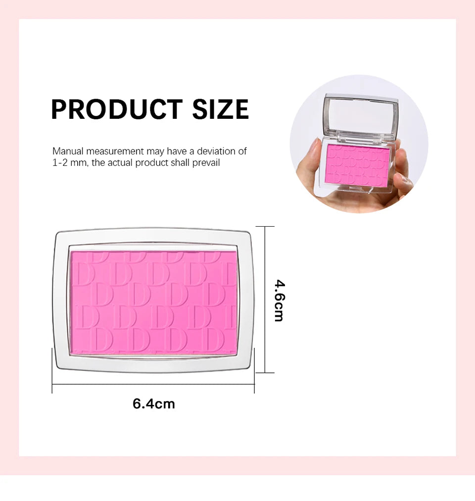 Paleta de rubor mate en relieve LuxuryGlow de 6 colores: alta pigmentación, brillo rosado natural