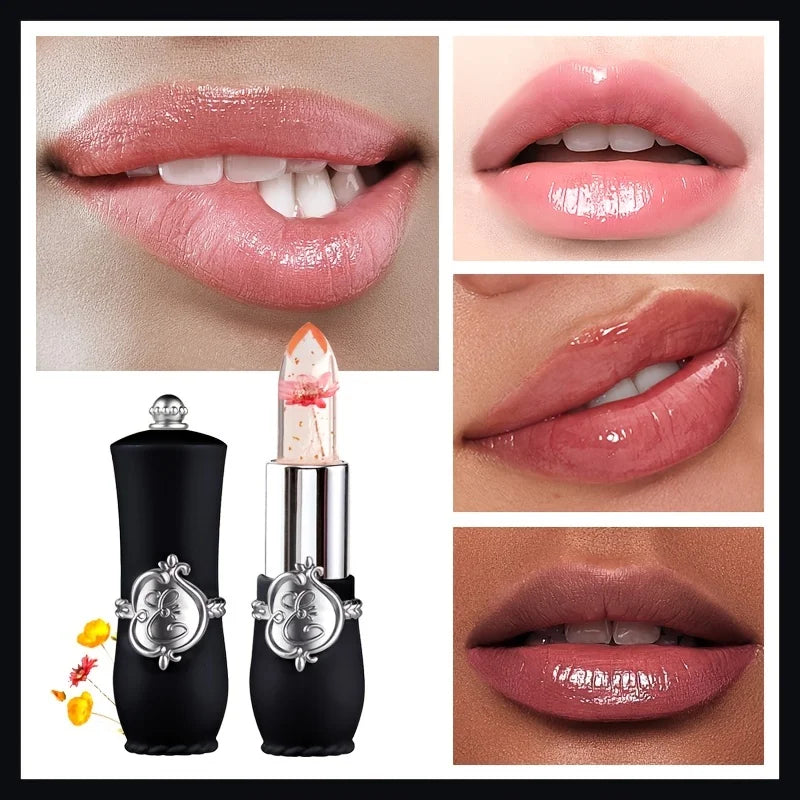 Set de labiales LuxuryGlow Flower Jelly: cambia de color, hidratante y de larga duración.