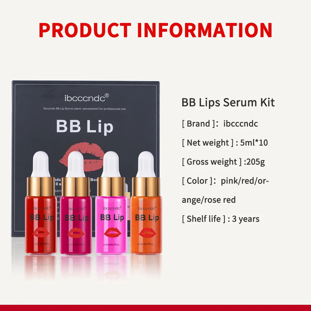 ibcccndc BB Lips Ampoule Serum Starter Kit – Semi-Permanent Gloss & Lip Tint Set (10pcs)