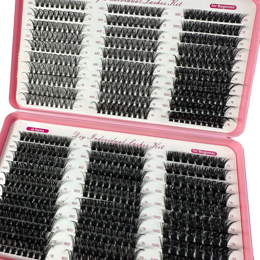 LYBCG 570/640pcs DIY Cluster Eyelash Extensions – Thick, Fluffy & Winged Look