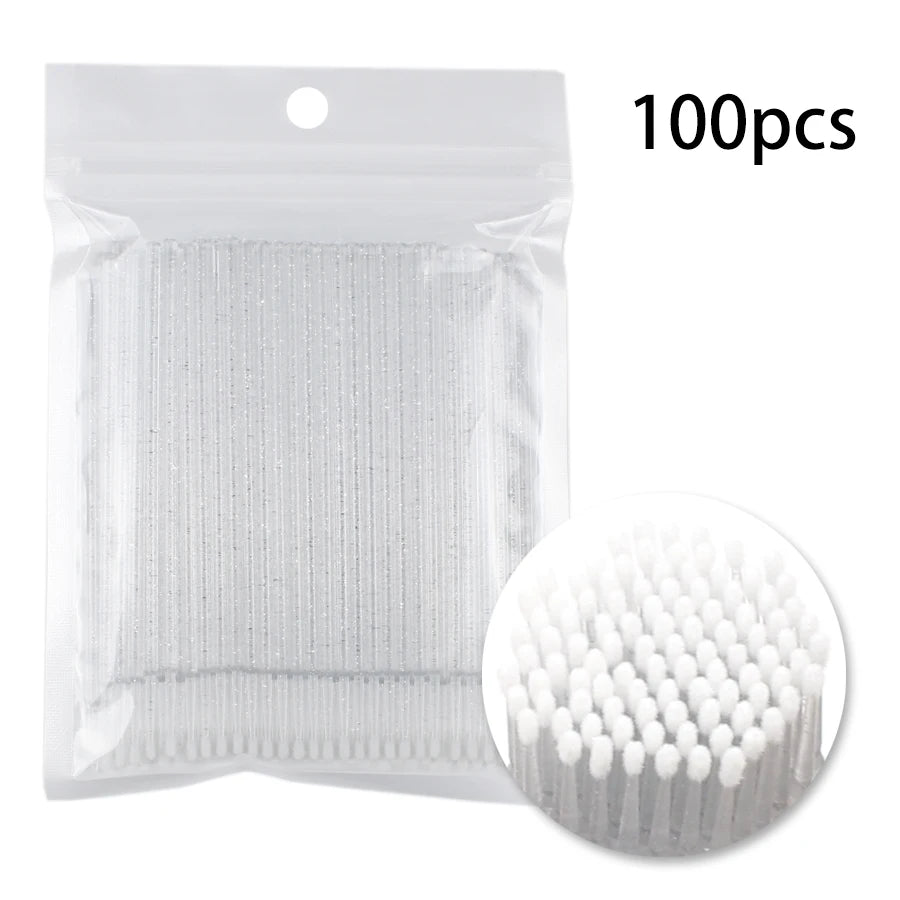 AILYRISS 100PCS Disposable Micro Eyelash Brushes – Precision Applicators for Lash Extensions & Removal
