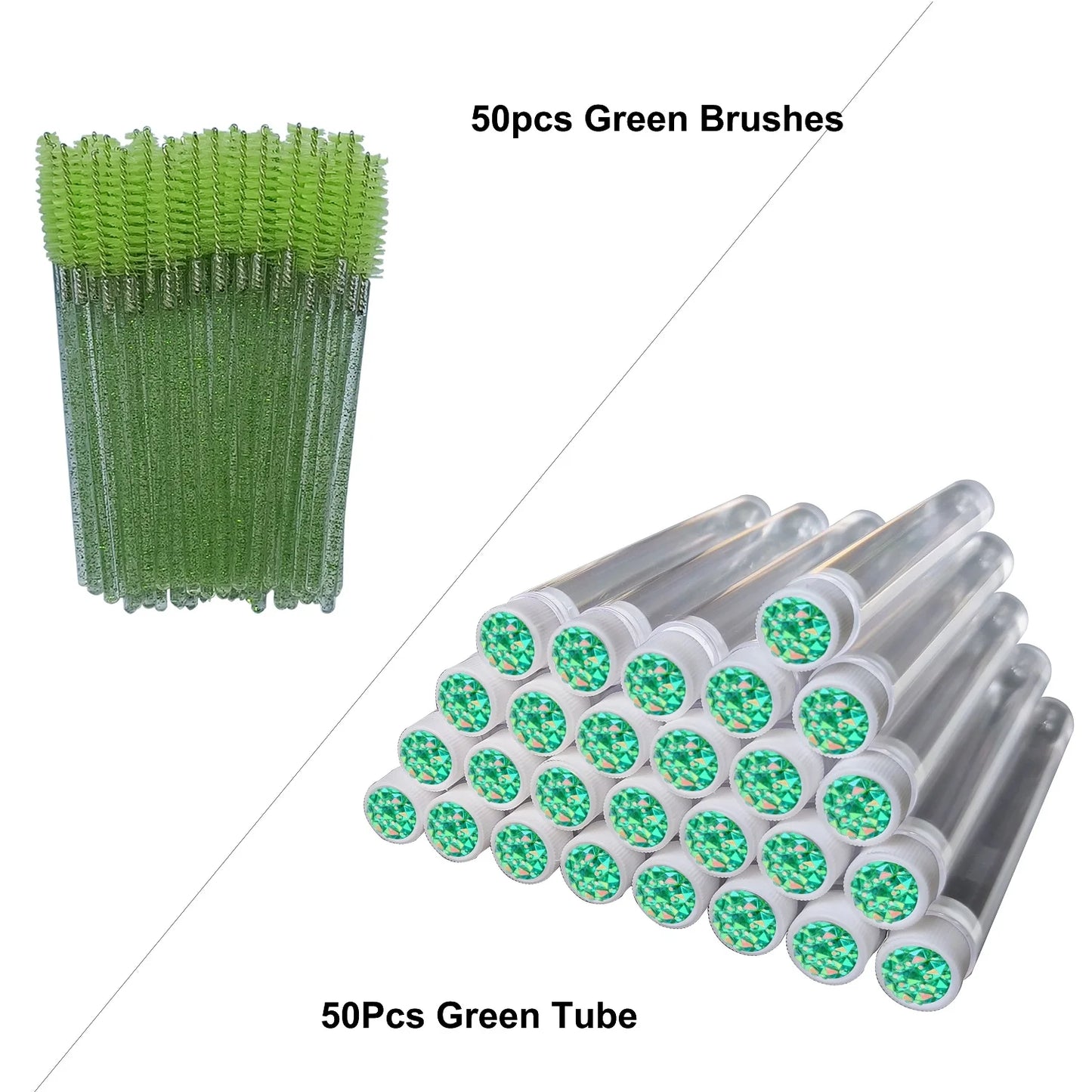 FOEONCO 50PCS Disposable Eyelash Brushes with Tubes – Mascara Wands & Spoolies
