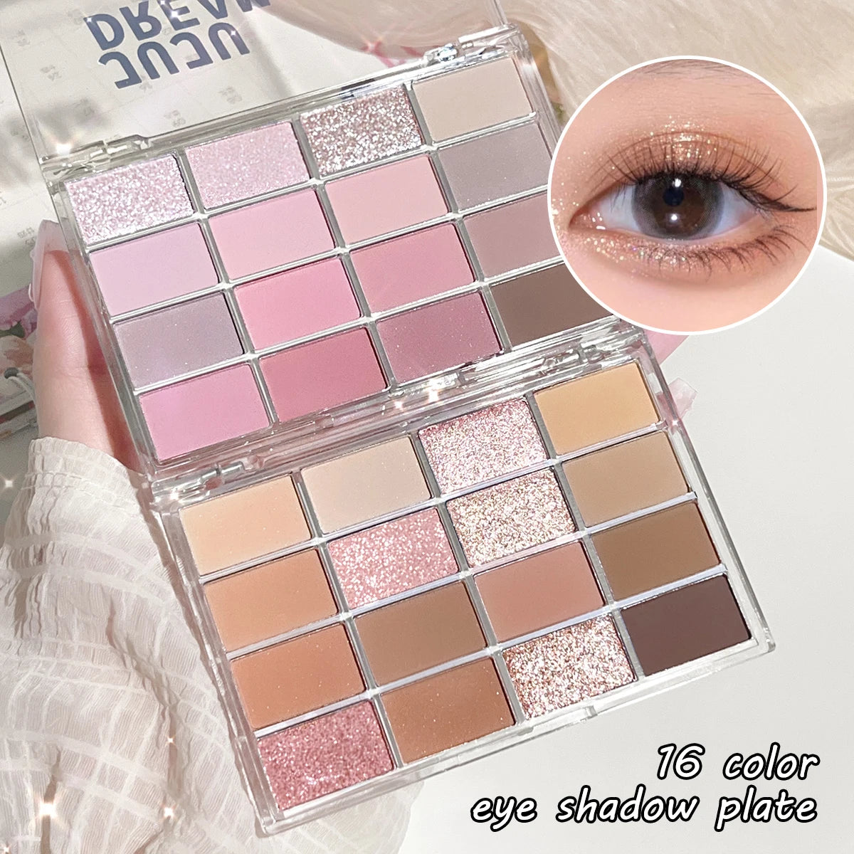 Luxury Glow 16-Color Eyeshadow Palette – Matte & Shimmer Earth Tones, Long-Lasting & Waterproof