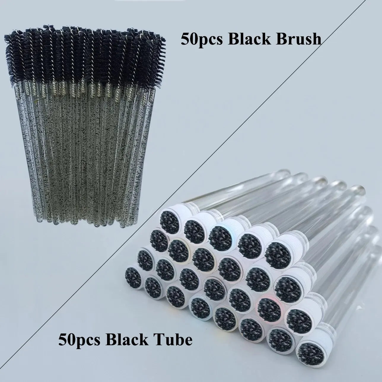 FOEONCO 50Pcs Reusable Diamond Eyebrow & Eyelash Brushes with Replaceable Heads