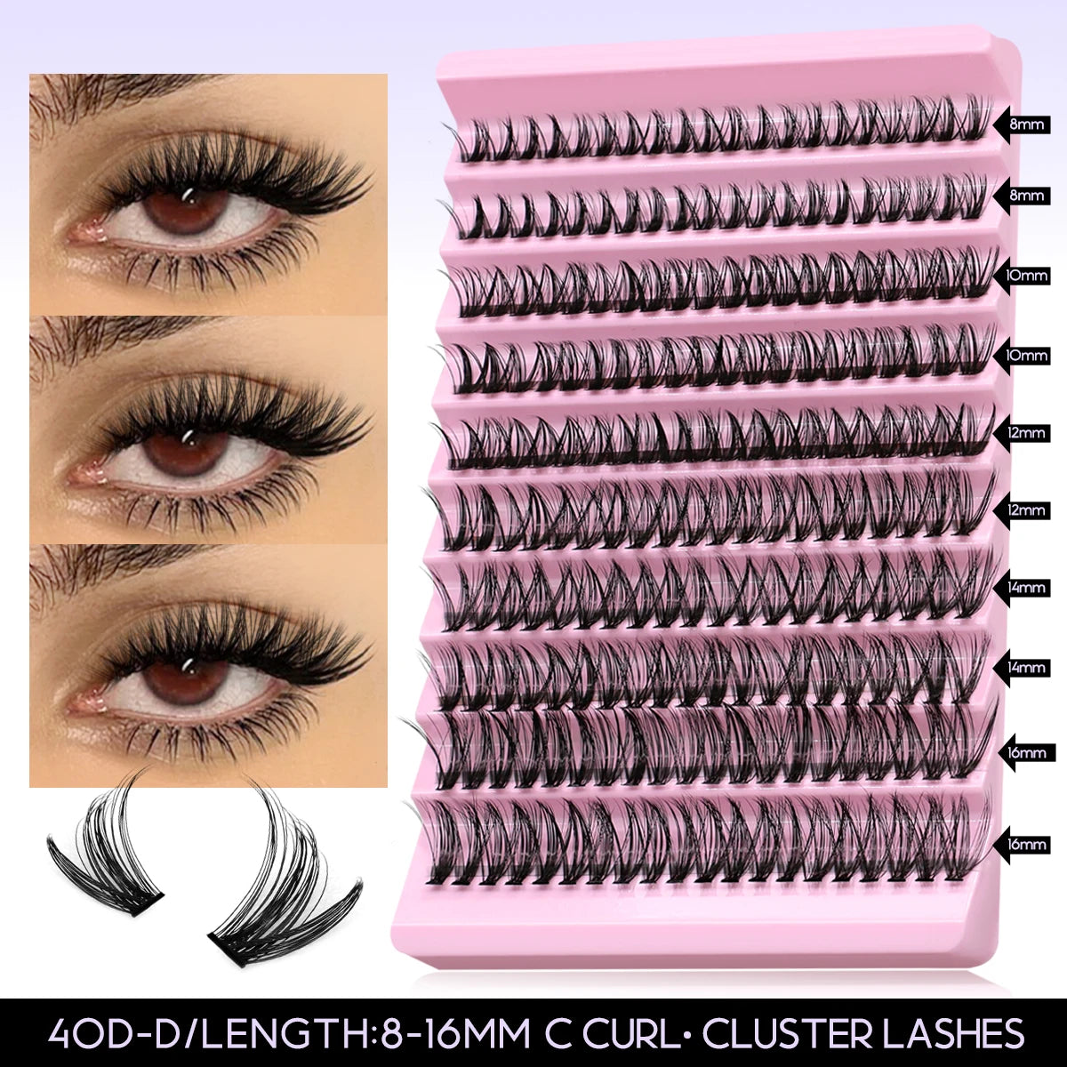 GROINNEYA DIY Lash Extension Kit – Individual Cluster Lashes with Glue & Remover (Natural Look)