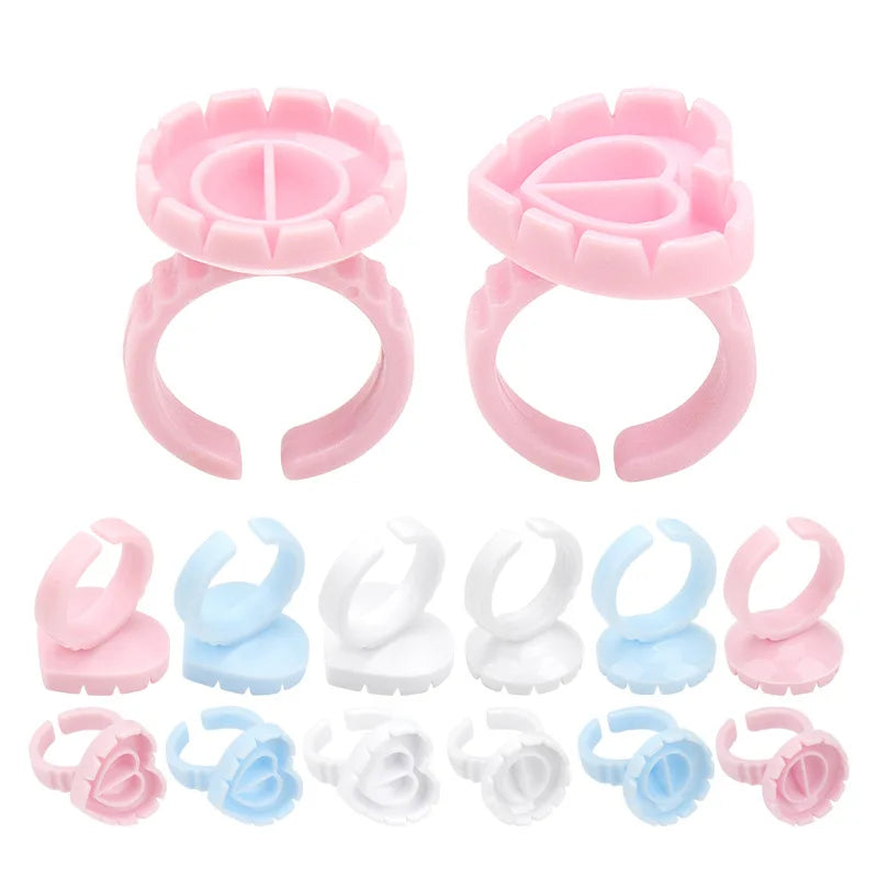 RPXBGUCKARHG 50/100PCS Disposable Eyelash Glue Ring Holders | Lash Extension Tool