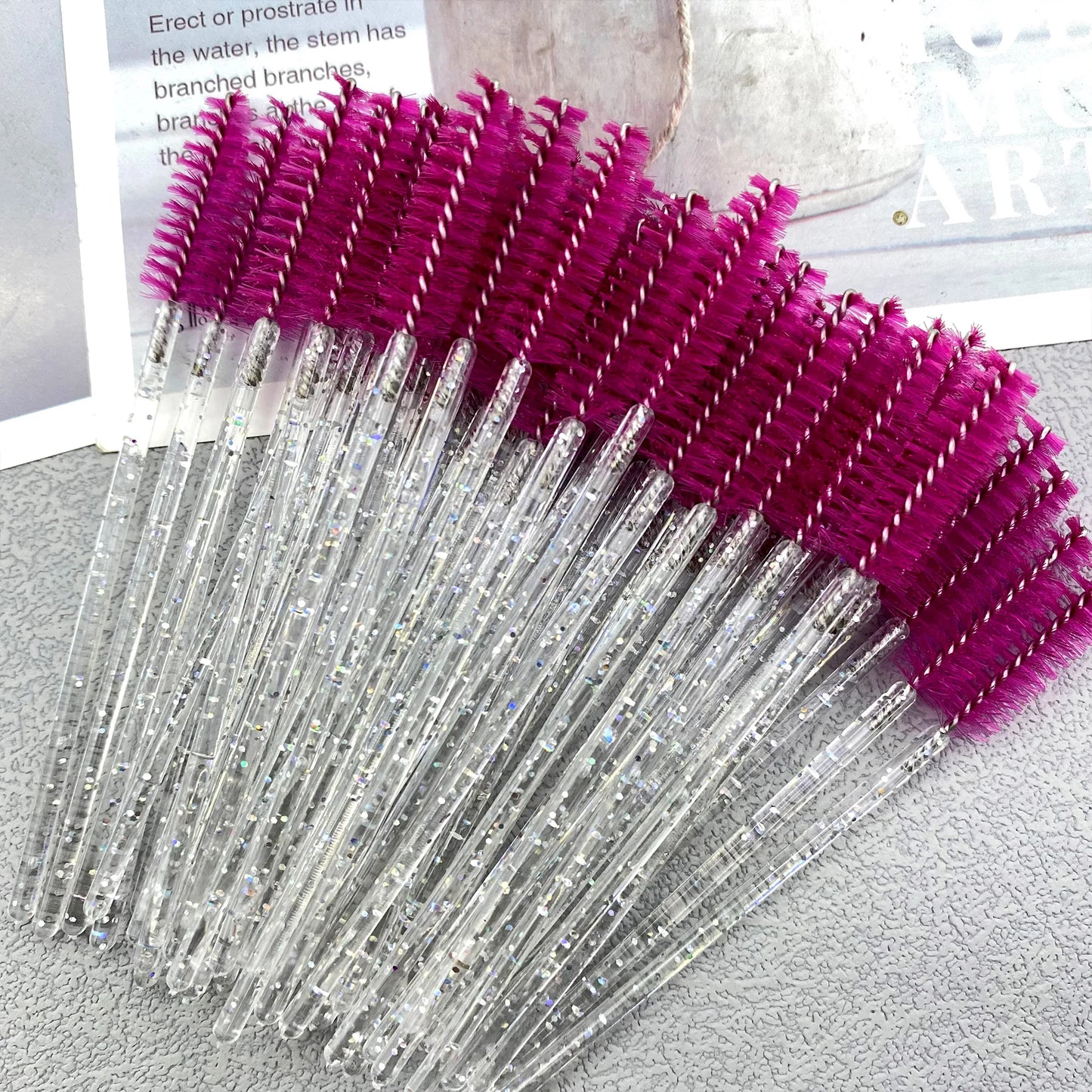 ZANSE 50PCS Eyelash Brush Wands – Crystal Diamond Handle Mascara Applicator Set