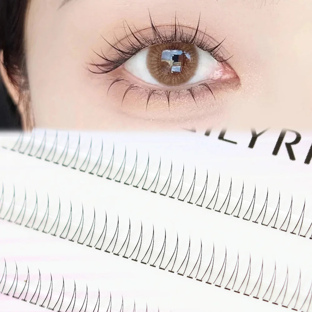Grupos de pestañas AILYRISS Manga J Curl en forma de V – Pestañas inferiores naturales
