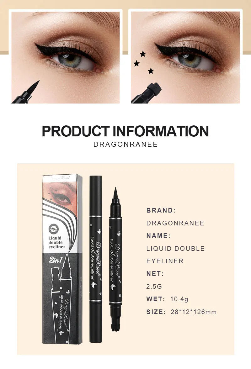 Dragon Ranee Double-Head Eyeliner with Star Stamp – Waterproof & Smudge-Proof (2.5g)