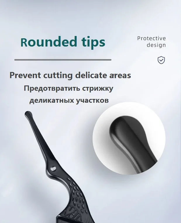 Tijeras de acero inoxidable LuxuryGlow para vello facial: punta redondeada para nariz, barba y cejas