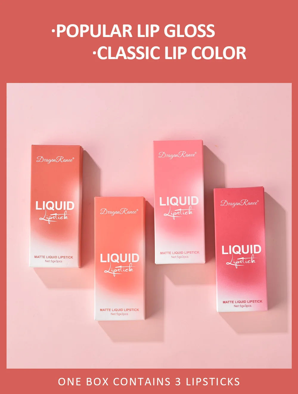 LuxuryGlow - Set de 3 labiales líquidos mate de larga duración - Maquillaje coreano resistente al agua