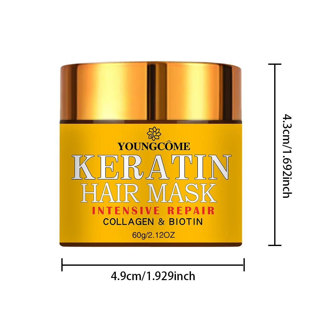Mascarilla de aire YOUNGCOME con biotina, colágeno y queratina: acondicionador de nutrición profunda para cabello seco y dañado.
